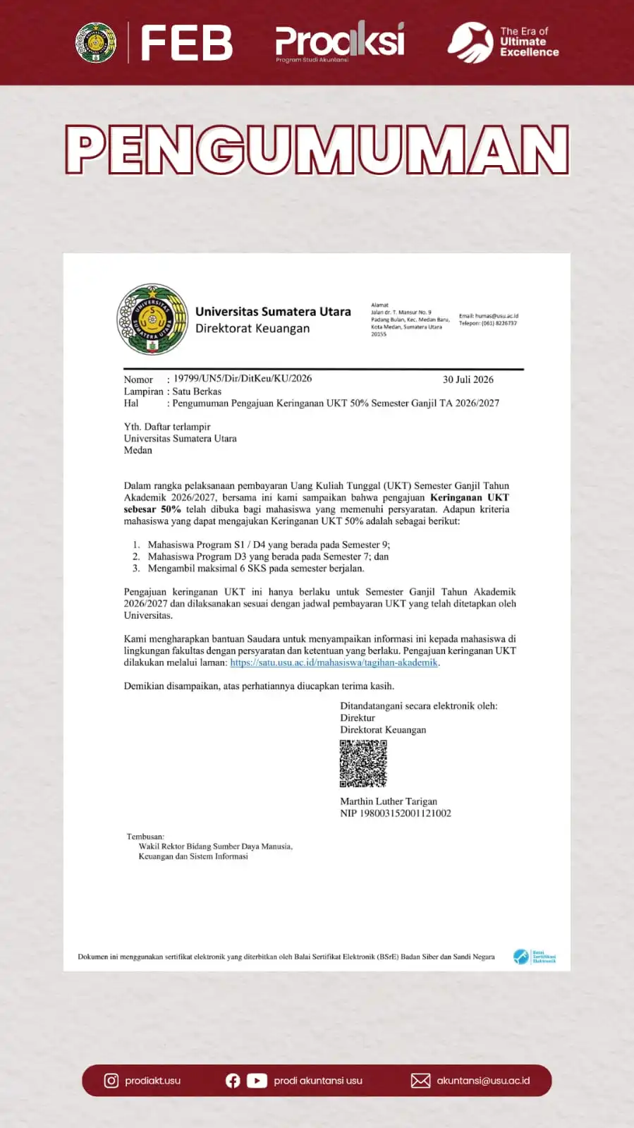 Surat Pengajuan Keringanan UKT 50% Semester Ganjil TA 2026/2027